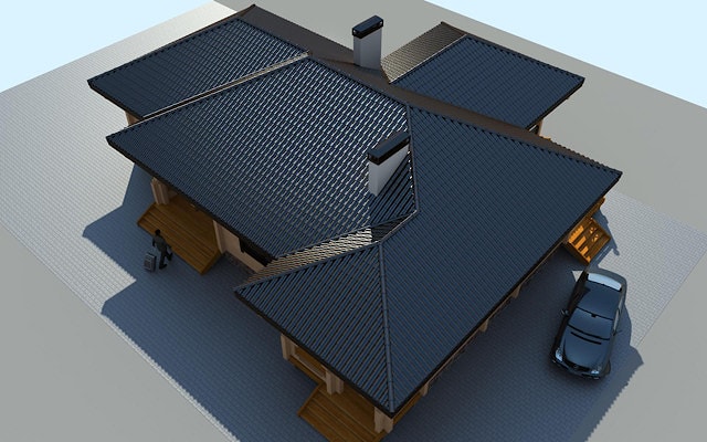 3D木房子的外部设计的形象化
