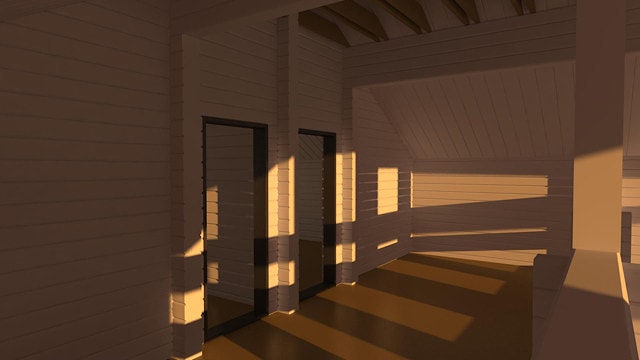一个木房子3D形象化项目的内部
