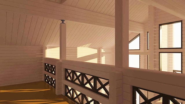 一个木房子3D形象化项目的内部