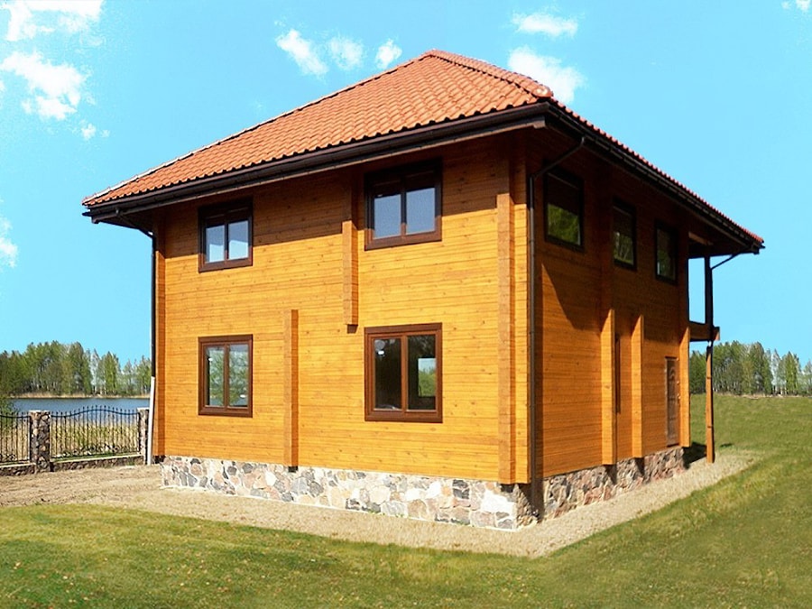 Casa de madera de vigas perfiladas.