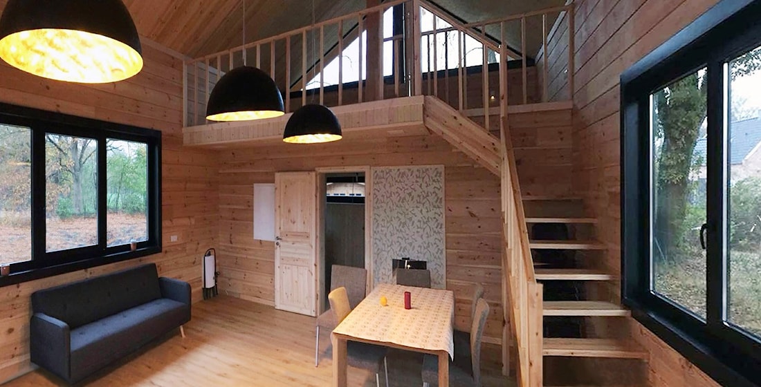 Casa de campo de chapa de madera laminada con sauna construida en España, proyecto "Malaga" 80 m2