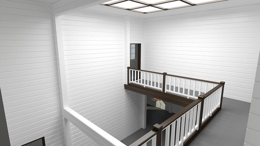 Casa de madera de estilo americano de dos pisos hecha de madera de chapa laminada perfilada