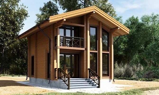 Trehus laget av laminert finertømmer, prosjekt "Happy Til" 84 m², nøkkelferdig sett for selvmontering