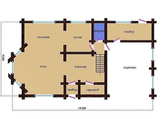 Trehus i en skråning og et klinkegjerd, prosjekt "Adelweiss" 220 m²