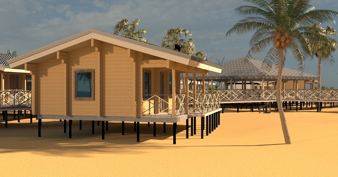Hotell på stylter for sump og tidevannshav, prosjekt "Maldivene"
