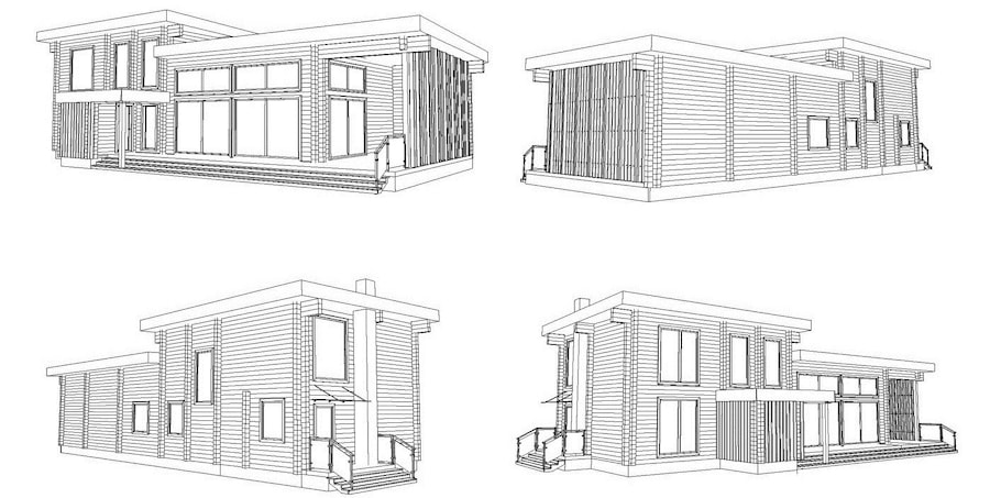 Casa moderna de madera con techo plano, proyecto "Malaga 2" 182 m²