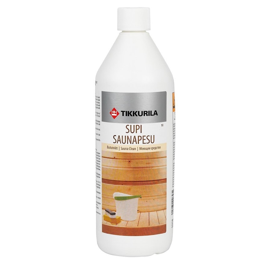 完成房子的外观：Supi Saunapesu Tikkuril洗涤剂去除湿木房间的木板和木材和原木浴 - 价格1.0L。 15.90白俄罗斯卢布  
