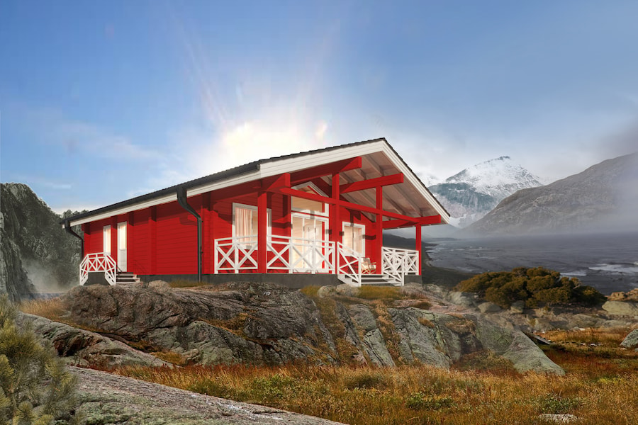 Maison en bois en bois de placage stratifié "Red House" 103 m²  