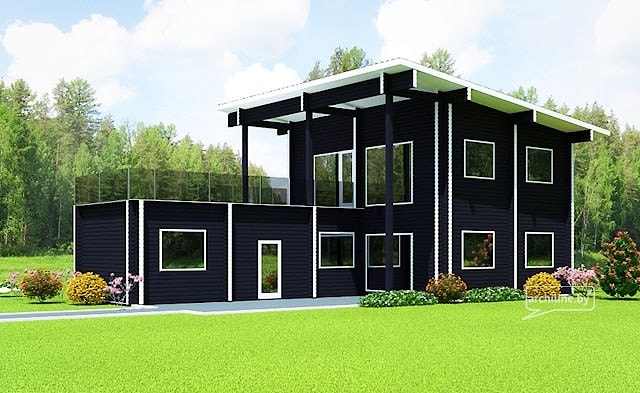 德国木材黑房子的高科技180平方米的风格 - 房价要求  