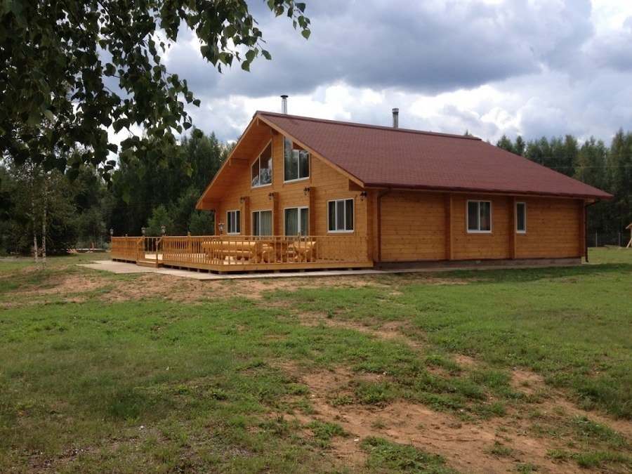 木质房子由胶合木材160毫米，项目“Shklov Domostroenie”287平方米 - 根据要求定价  
