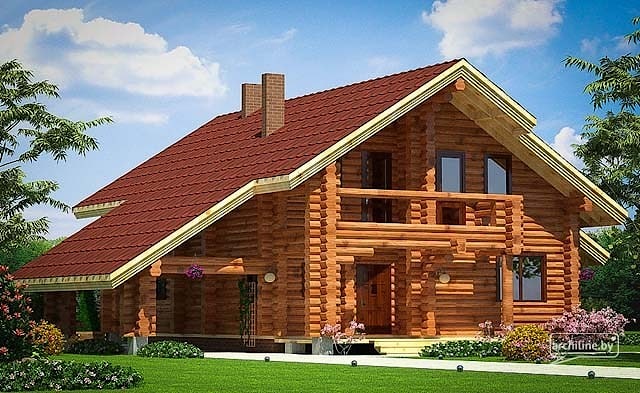 在条形基础上的203平方米的大圆形原木的房子 - 房子“Visma”的项目  