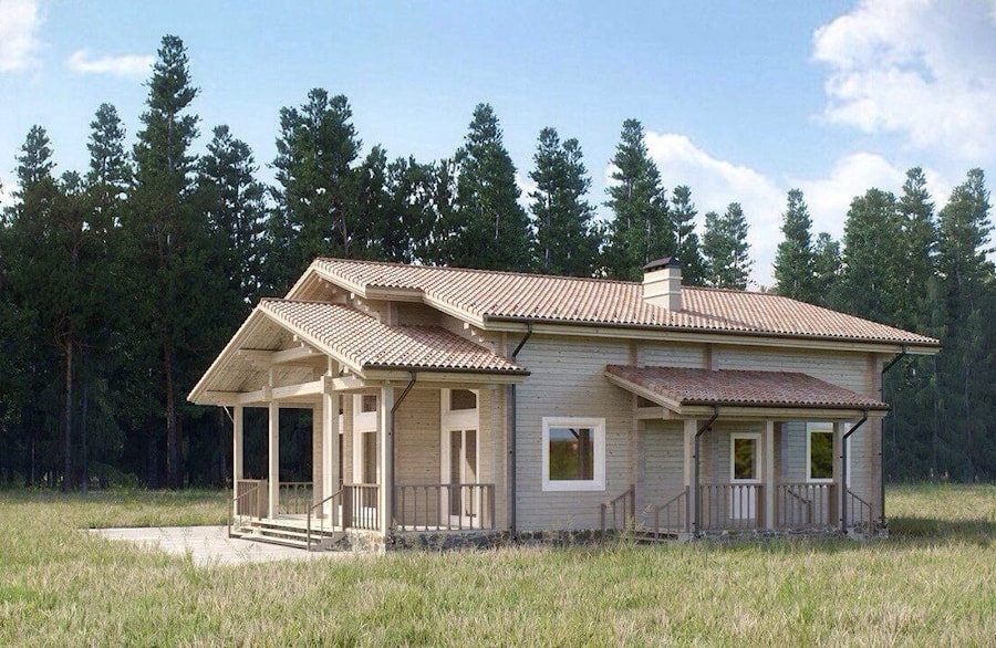 木制房子与彩色玻璃釉面层压木材（干原木，干木材）安装与交钥匙基础自己的旅项目“Borisovsky 2” - 总面积254m²  