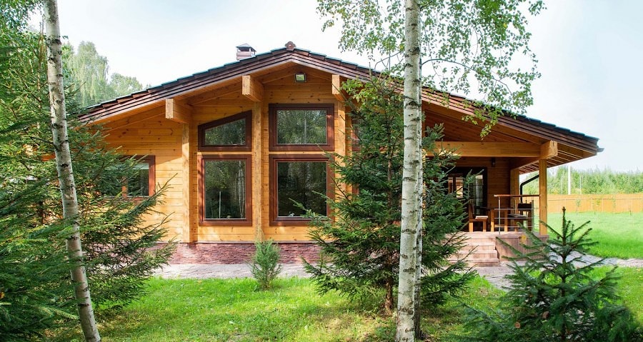 Casa de madera natural de chapa de madera laminada "Mirage" 99 m²  