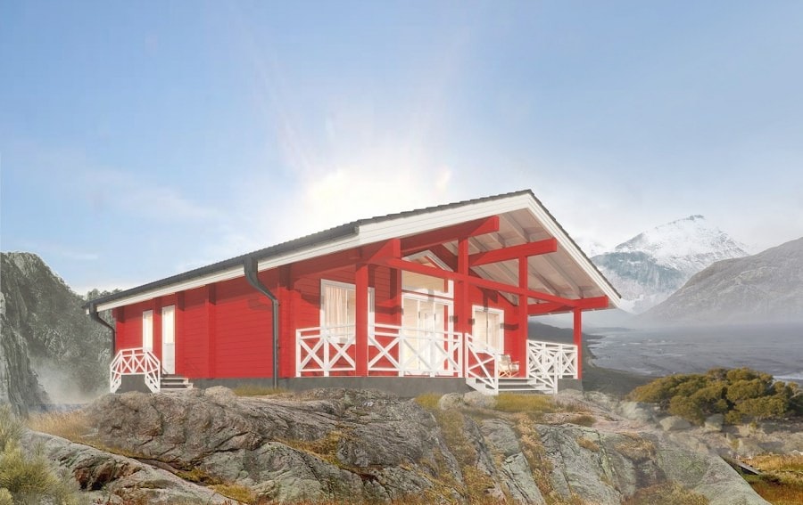 Rødt trehus, prosjekt "Red House" 103 m²  